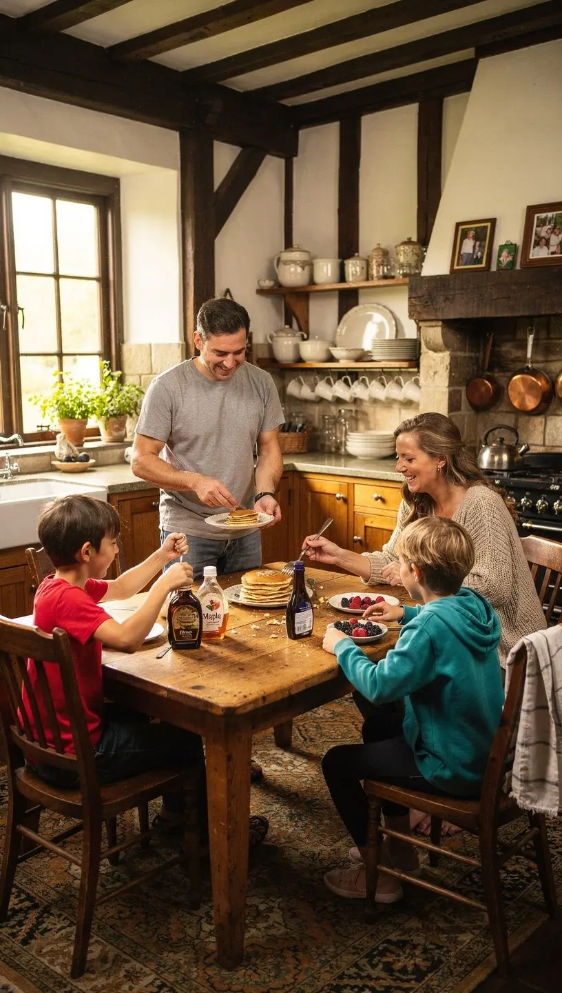 Вид на тюдорский дом с его уникальными архитектурными элементами и стильной крышей.